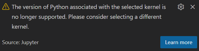 Example EOL VScode message
